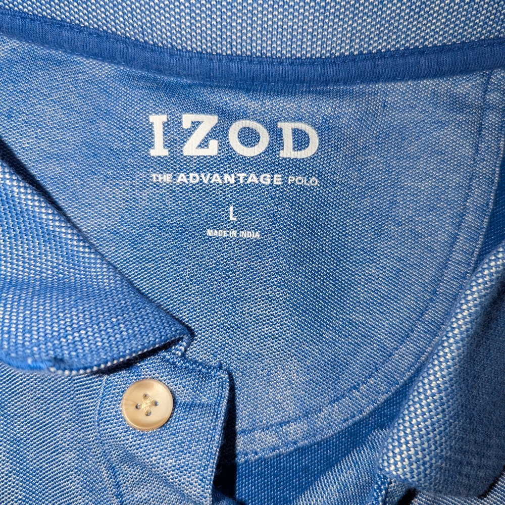 Izod Men's Large Blue Golf Short‎ Sleeve "The Advantage Polo" - Picture 3 of 4